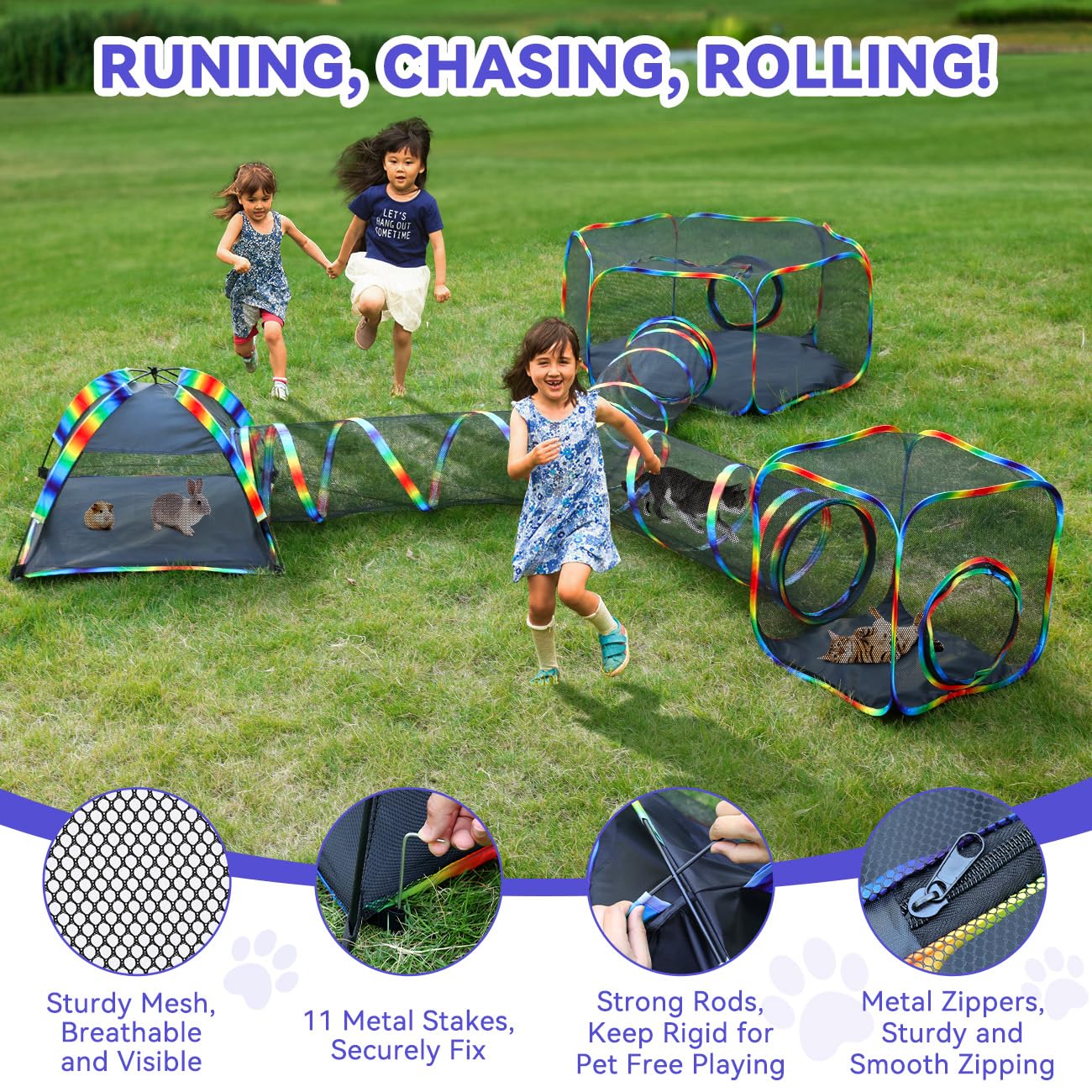 Outdoor Cat Enclosures, Patio Portable Mesh Cat Tent, Tunnel, Playhouse with Free Carry Bag