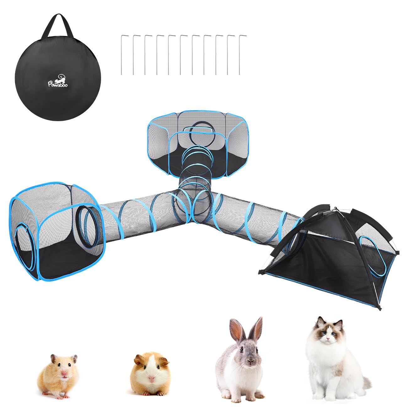 Outdoor Cat Enclosures, Patio Portable Mesh Cat Tent, Tunnel, Playhouse with Free Carry Bag