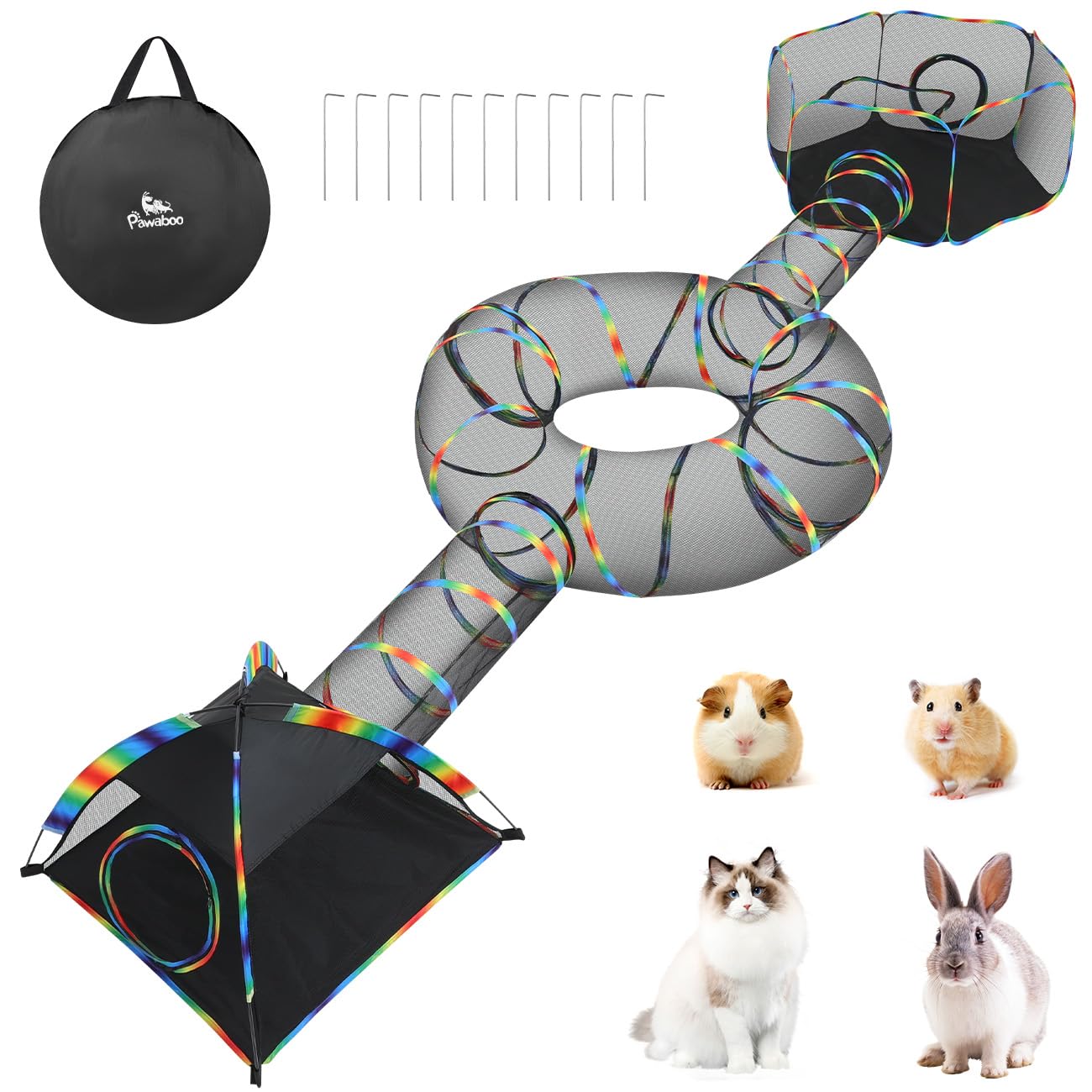 Outdoor Cat Enclosures, Patio Portable Mesh Cat Tent, Tunnel, Playhouse with Free Carry Bag