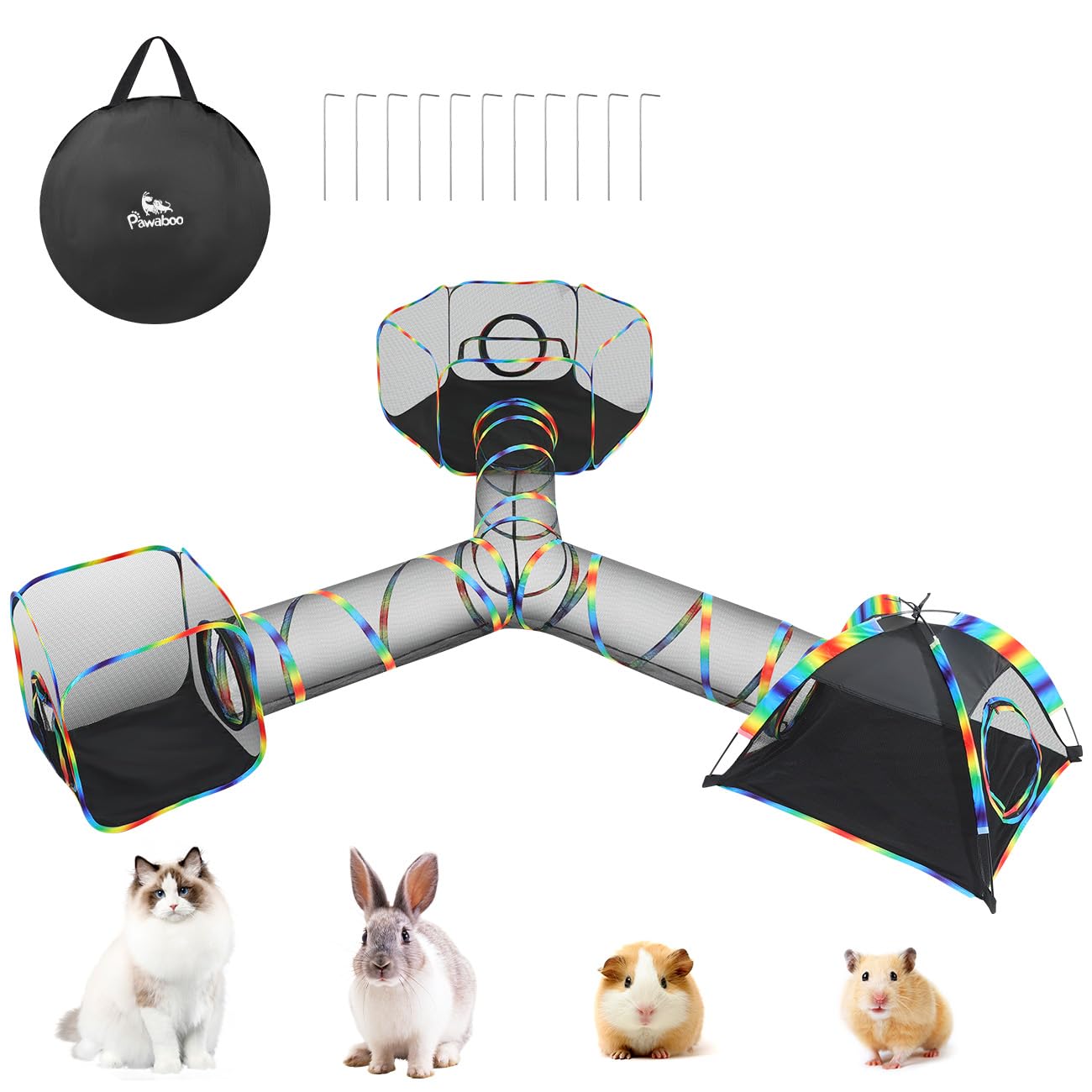 Outdoor Cat Enclosures, Patio Portable Mesh Cat Tent, Tunnel, Playhouse with Free Carry Bag