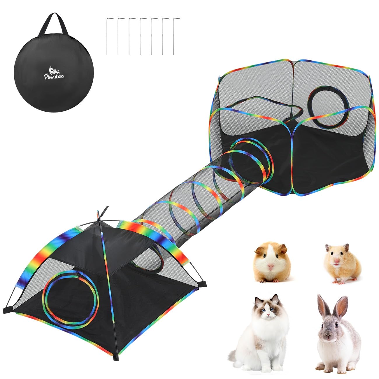 Outdoor Cat Enclosures, Patio Portable Mesh Cat Tent, Tunnel, Playhouse with Free Carry Bag