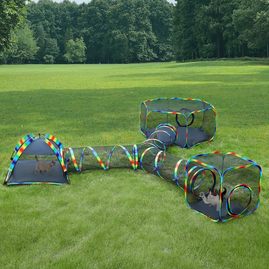Outdoor Cat Enclosures, Patio Portable Mesh Cat Tent, Tunnel, Playhouse with Free Carry Bag