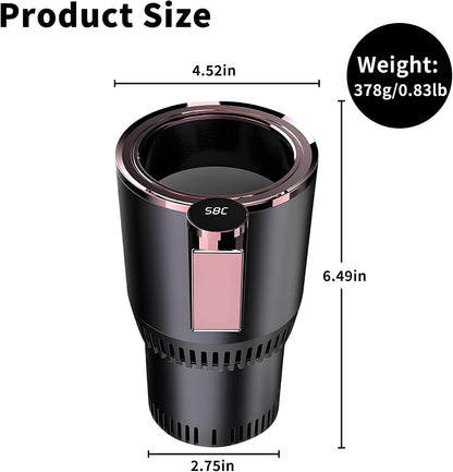 2-in-1 Smart Car Cup Cooler and Heater, Smart Cup for Car with LED Temperature Display Touch Control, Keep Drink Cold or Hot in Car Cup Holder Fits in Commuter Road Tripper, Black