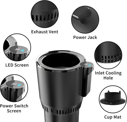2-in-1 Smart Car Cup Cooler and Heater, Smart Cup for Car with LED Temperature Display Touch Control, Keep Drink Cold or Hot in Car Cup Holder Fits in Commuter Road Tripper, Black