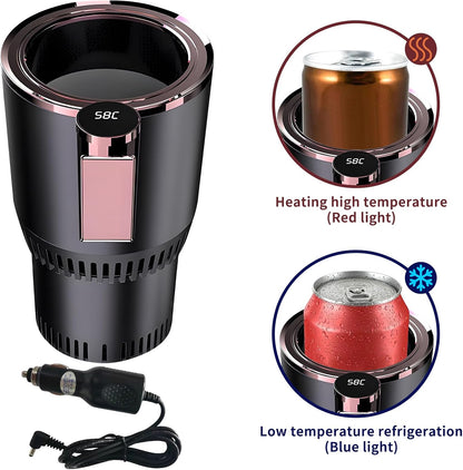 2-in-1 Smart Car Cup Cooler and Heater, Smart Cup for Car with LED Temperature Display Touch Control, Keep Drink Cold or Hot in Car Cup Holder Fits in Commuter Road Tripper, Black