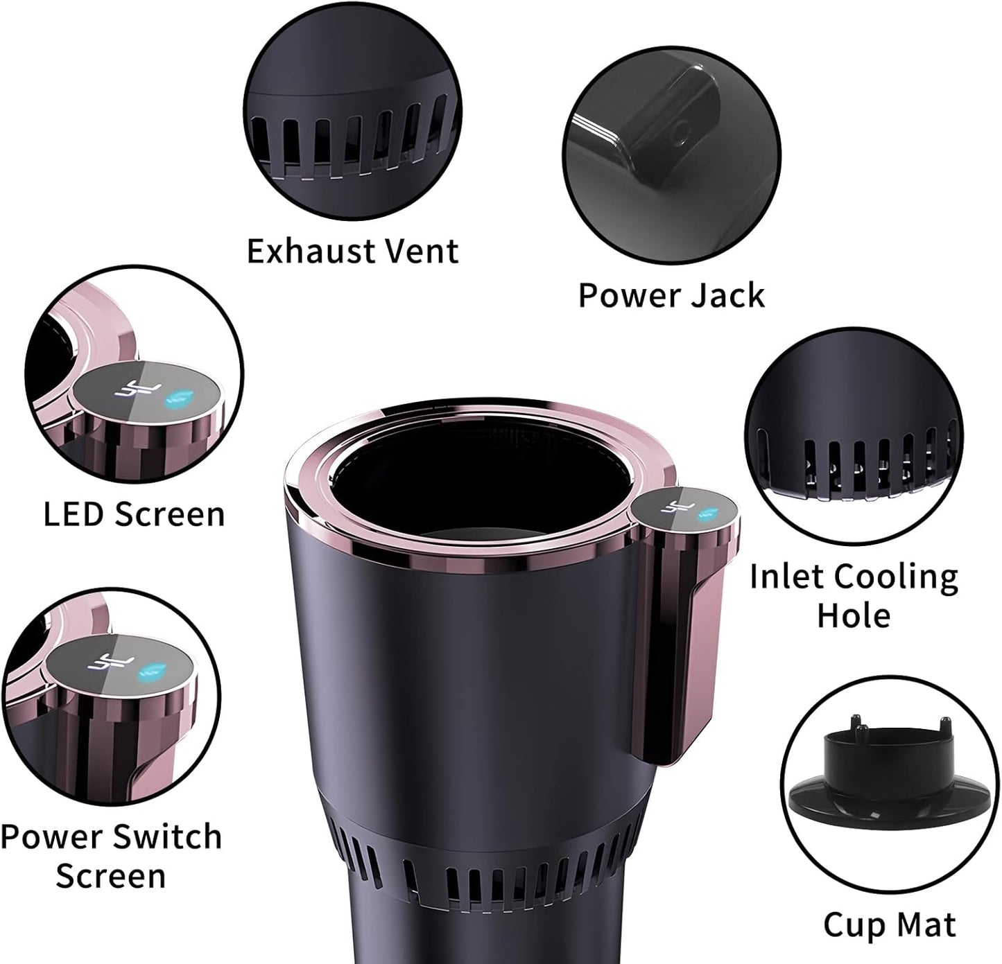 2-in-1 Smart Car Cup Cooler and Heater, Smart Cup for Car with LED Temperature Display Touch Control, Keep Drink Cold or Hot in Car Cup Holder Fits in Commuter Road Tripper, Black