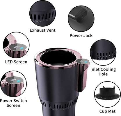 2-in-1 Smart Car Cup Cooler and Heater, Smart Cup for Car with LED Temperature Display Touch Control, Keep Drink Cold or Hot in Car Cup Holder Fits in Commuter Road Tripper, Black