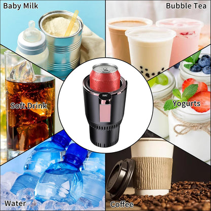 2-in-1 Smart Car Cup Cooler and Heater, Smart Cup for Car with LED Temperature Display Touch Control, Keep Drink Cold or Hot in Car Cup Holder Fits in Commuter Road Tripper, Black