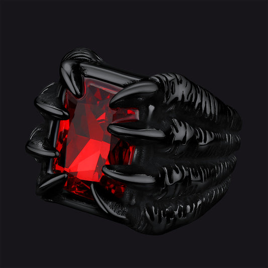 Crystal Dragon Claw Stainless Steel Gemstone Ring For Men